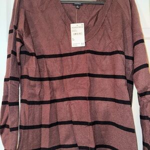 Nordstrom V-Neck Sweater in Mauve and Black